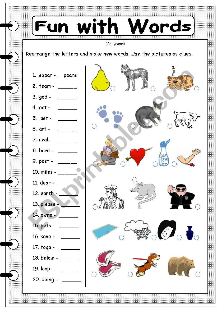 Fun With Words 2 ESL Worksheet By Jwld