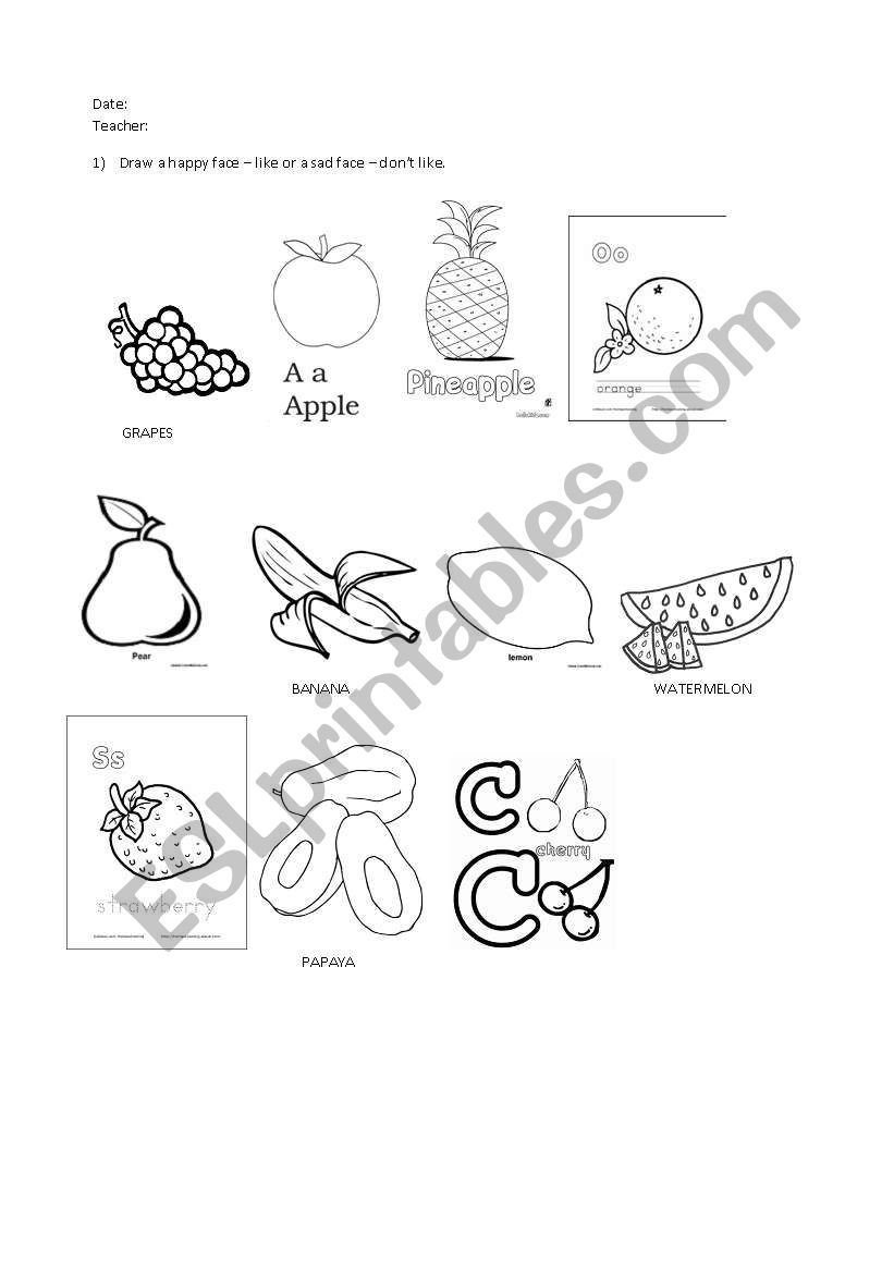 Fruits worksheet