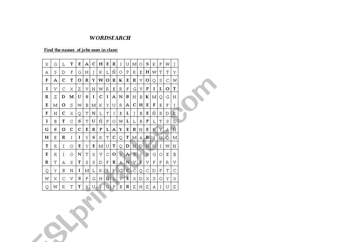 English Worksheets Wordsearch