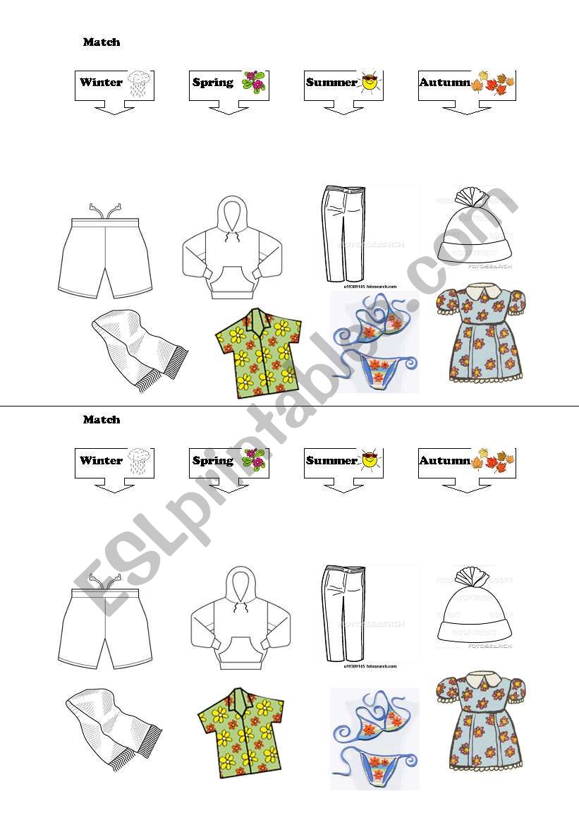 seasons matching worksheet