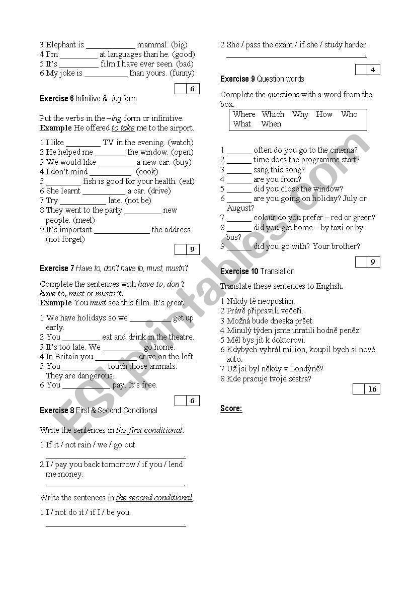 Test for intermediate students - part 2