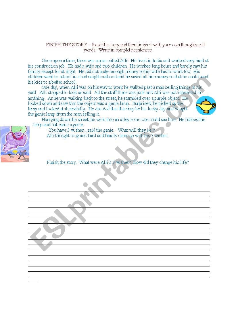 Finish the Story. worksheet