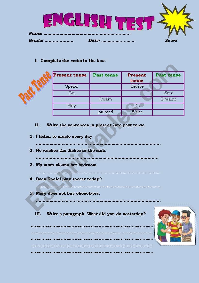 past simple tense worksheet