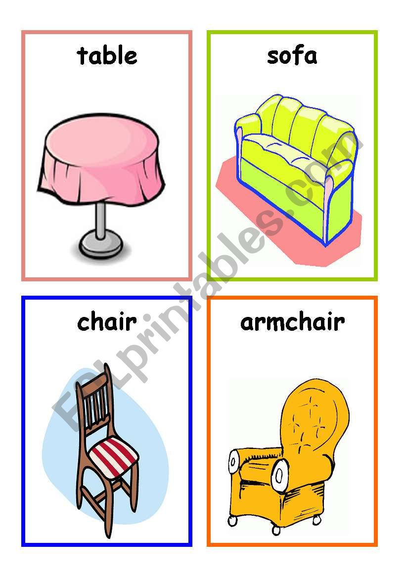 furniture flashcards worksheet