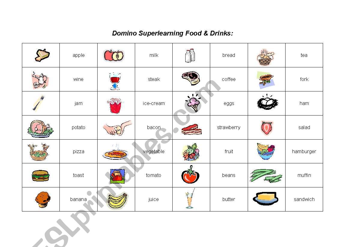 Domino Food and Drinks worksheet