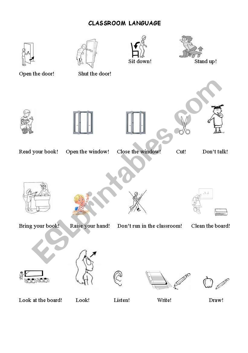 classroom language - ESL worksheet by dtcfbasar