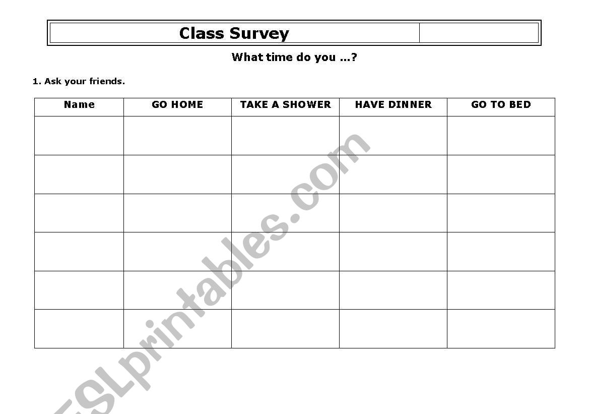 What time do you surbey worksheet