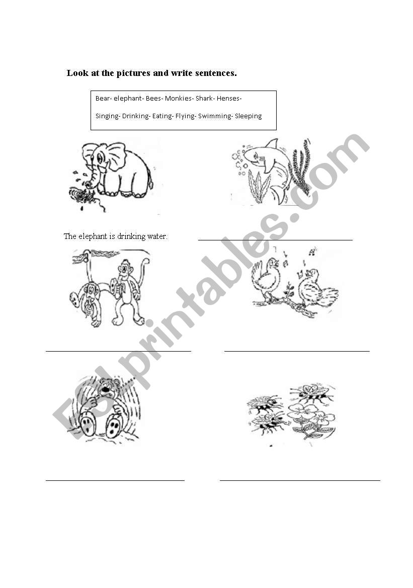 Present progressive tense practising.