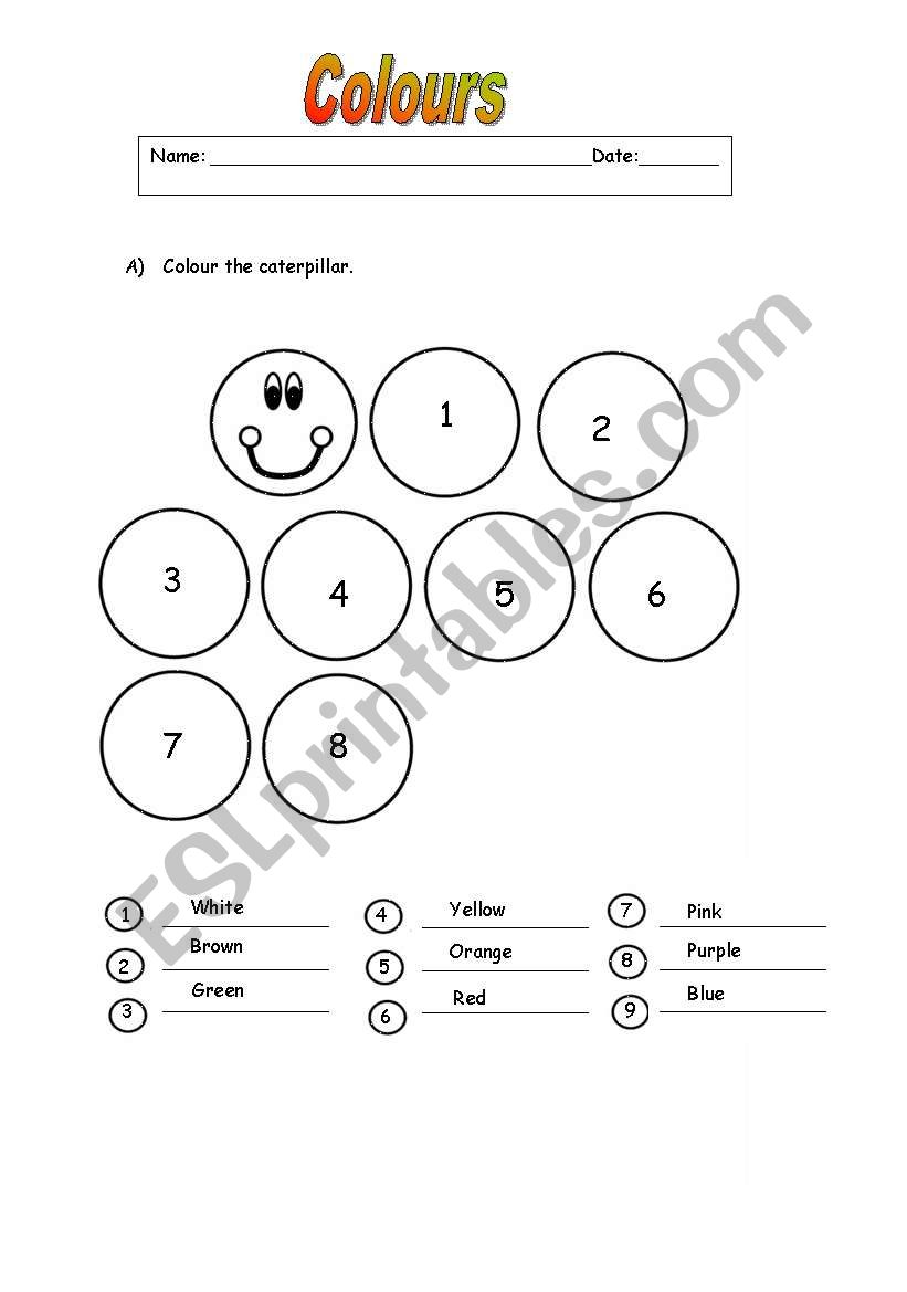 colour simple chart worksheet