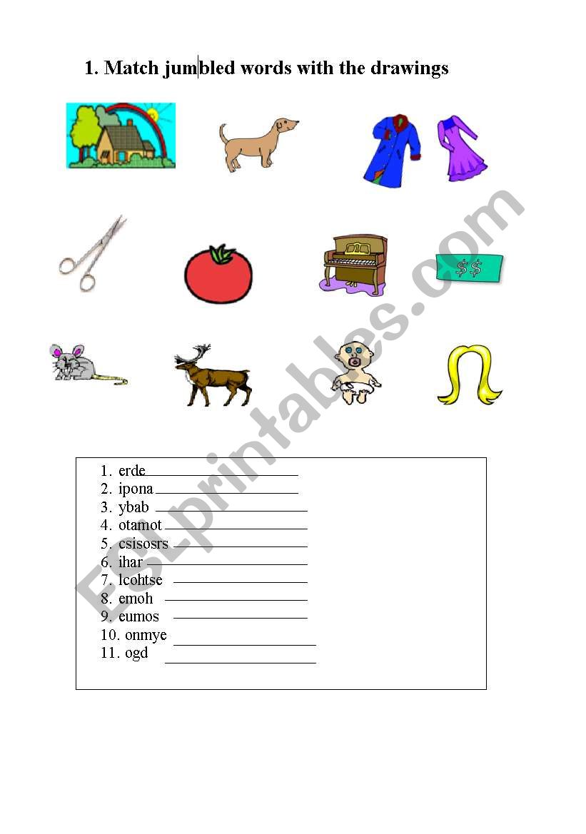 Elementary vocabulary worksheet