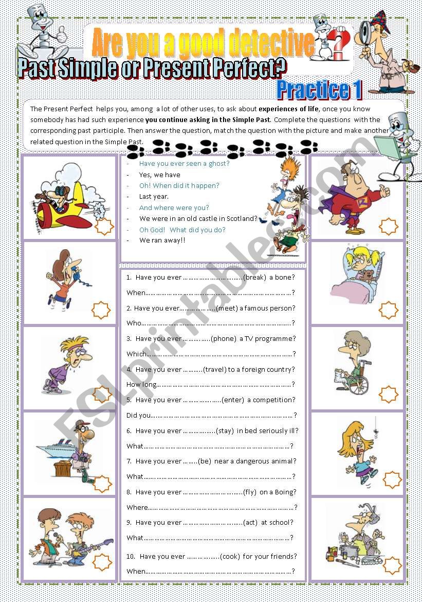 Present Perfect vs Past Simple – Practice 1 WS Fully Editable - ESL ...