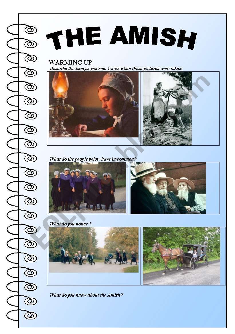 The Amish (reading and comprehension, vocabulary, daily routine...)