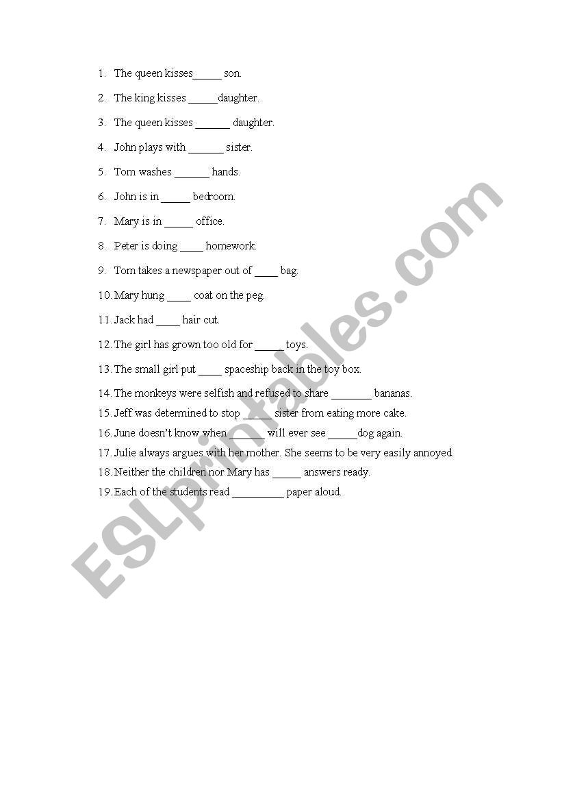 Possessives worksheet