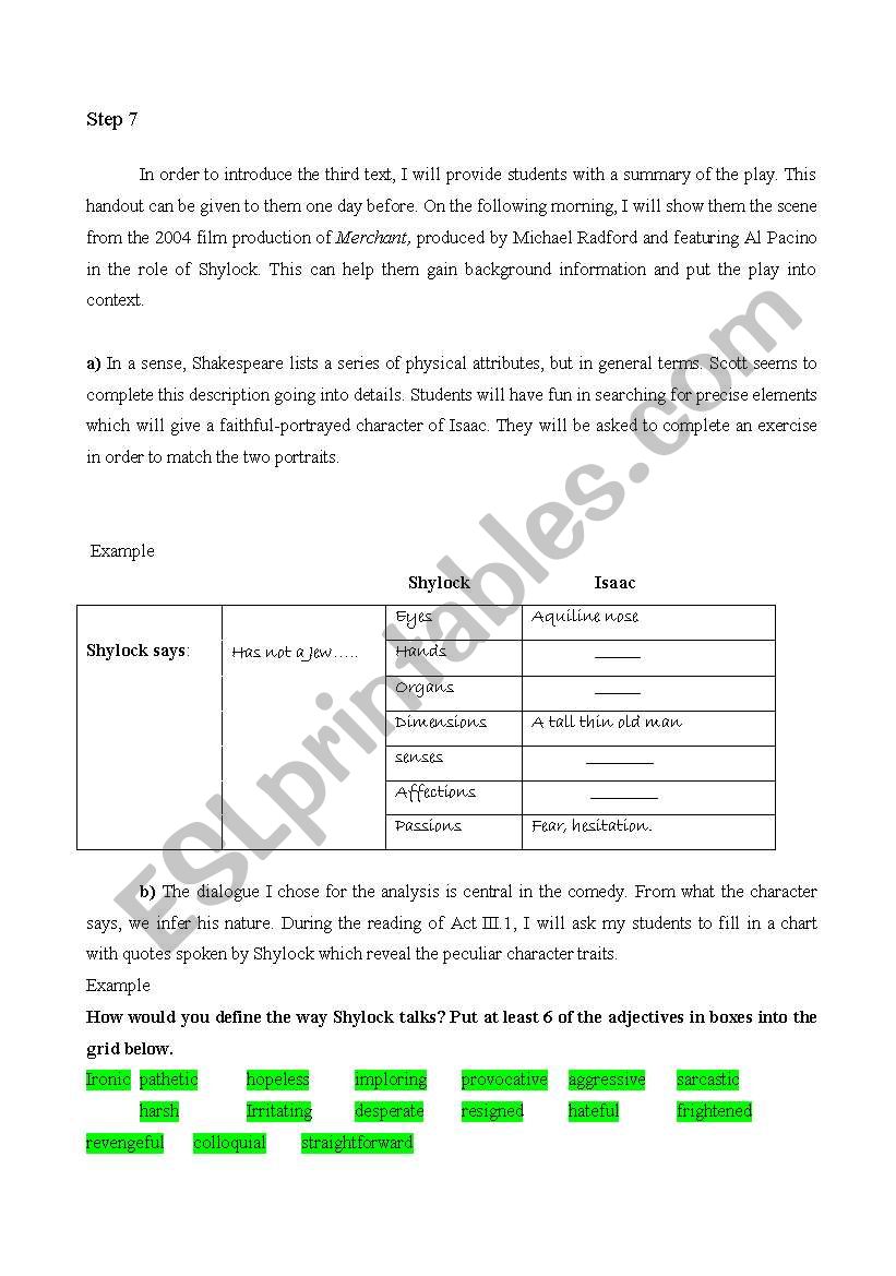 the character of the jew in English Literature lesson plan part 6