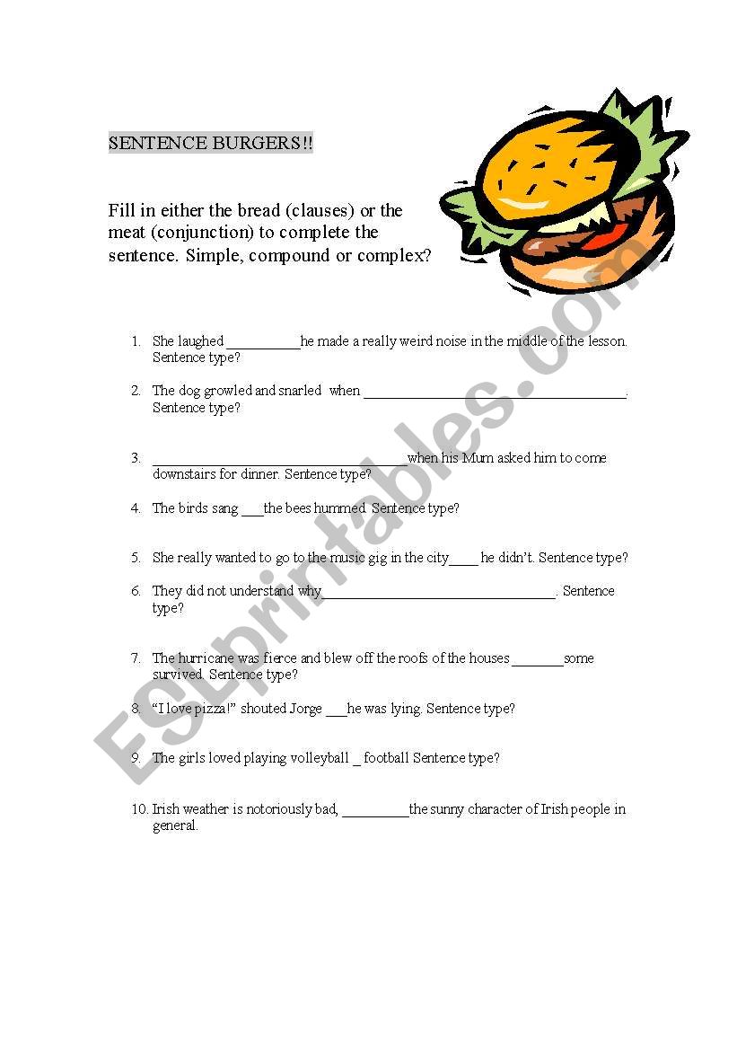 SENTENCE BURGERS: CONNECTING CLAUSES