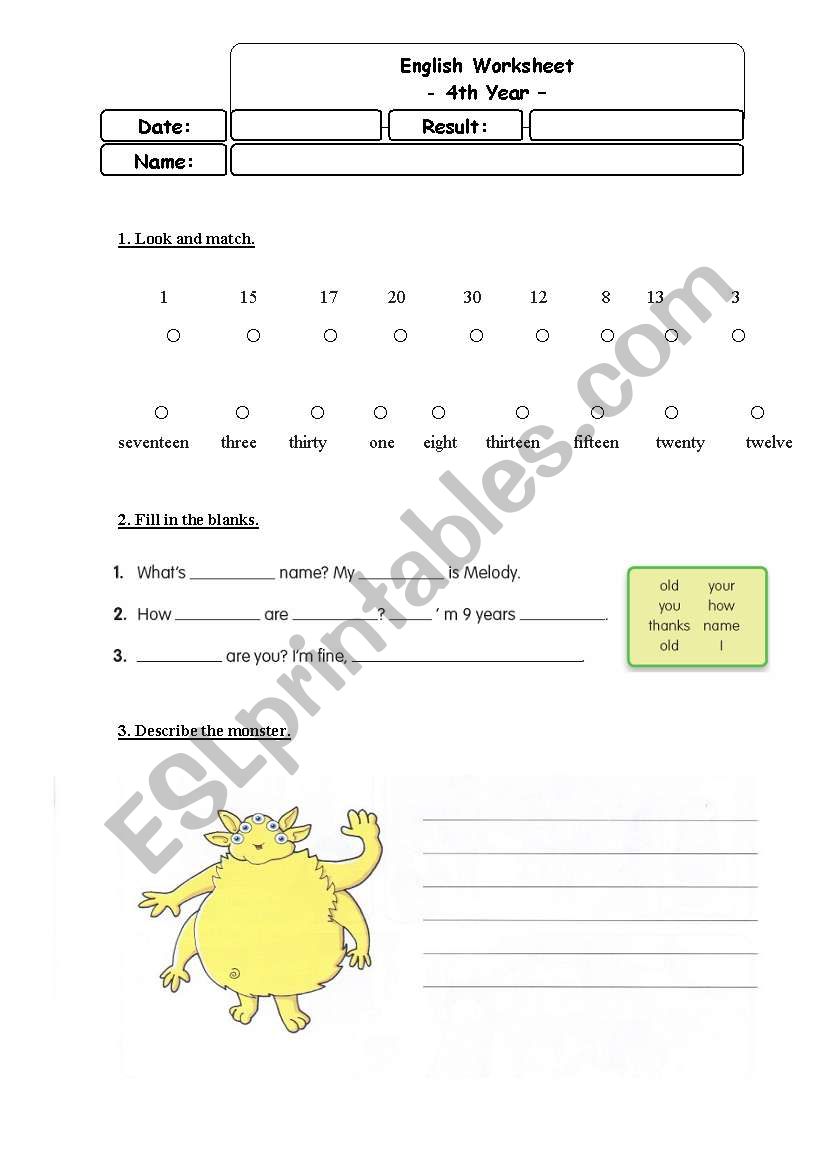 English Worksheet worksheet