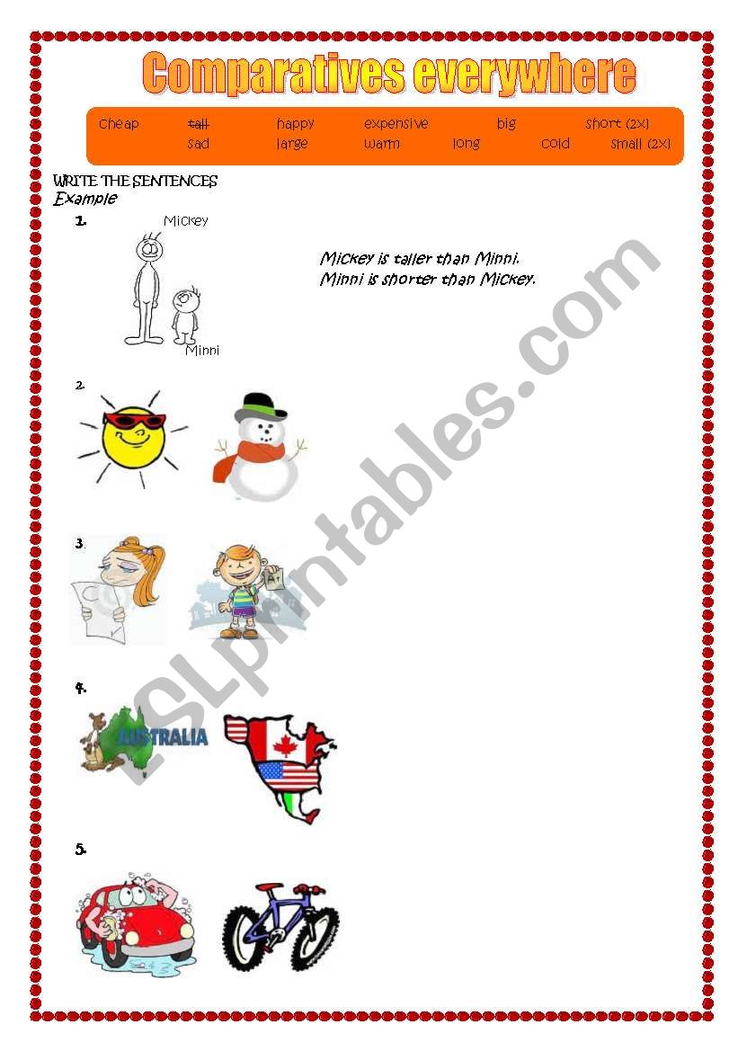 COMPARATIVES EVERYWHERE worksheet