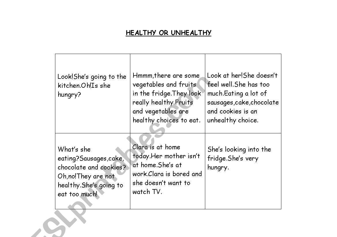 HEALTHY OR UNHEALTHY-WORKSHEET