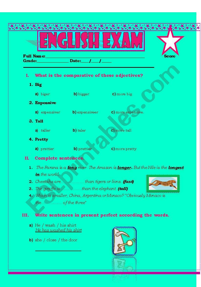 compartive,present perfect and would or may