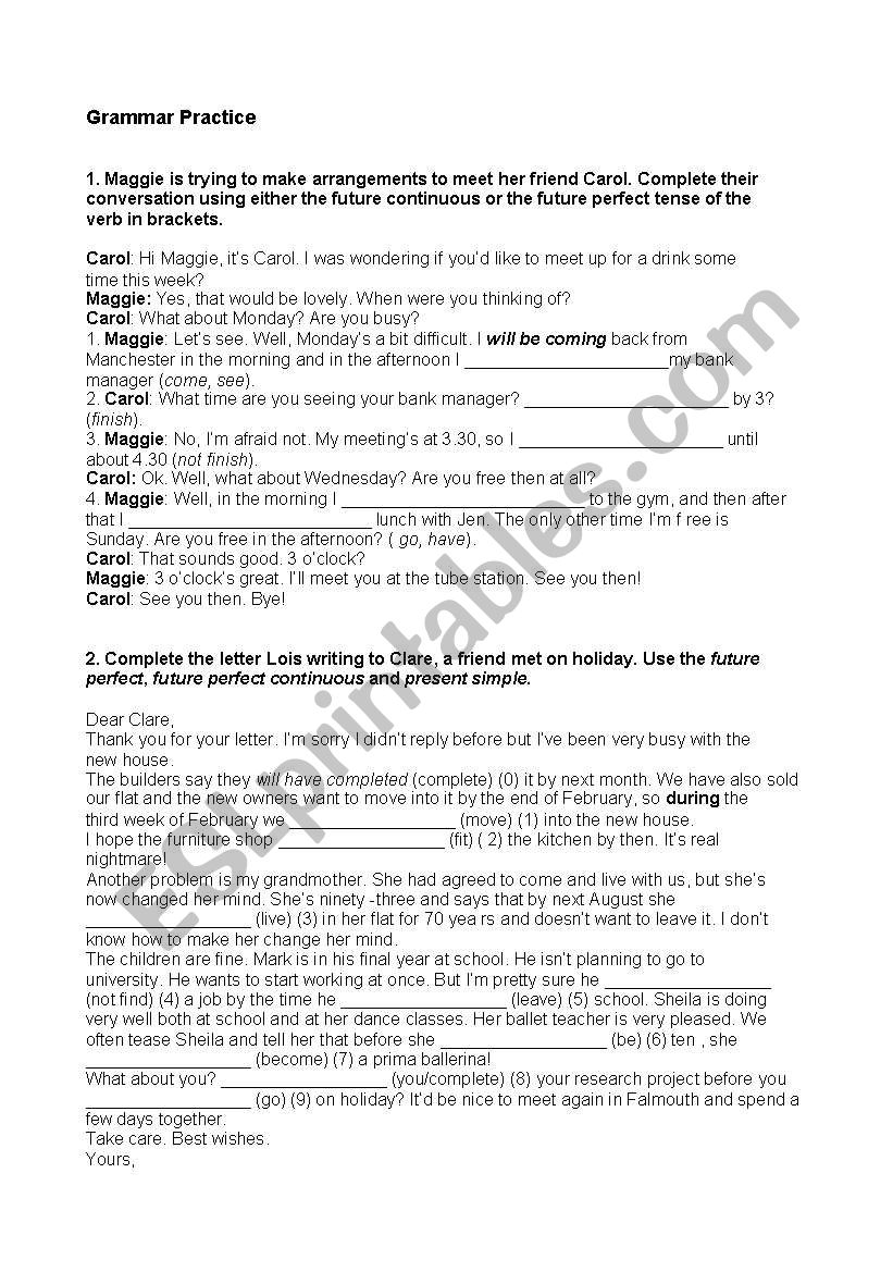 grammar practice worksheet