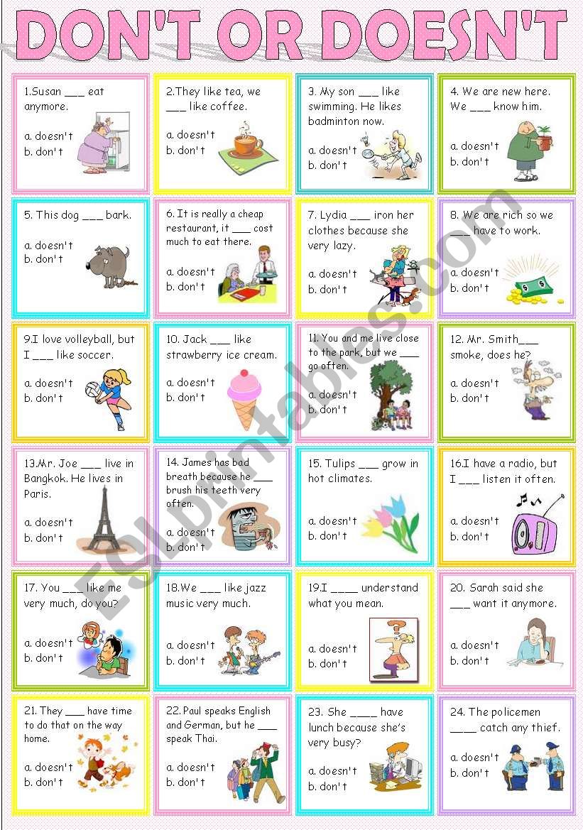 Don´t or Doesn´t - ESL worksheet by sweetdreamja