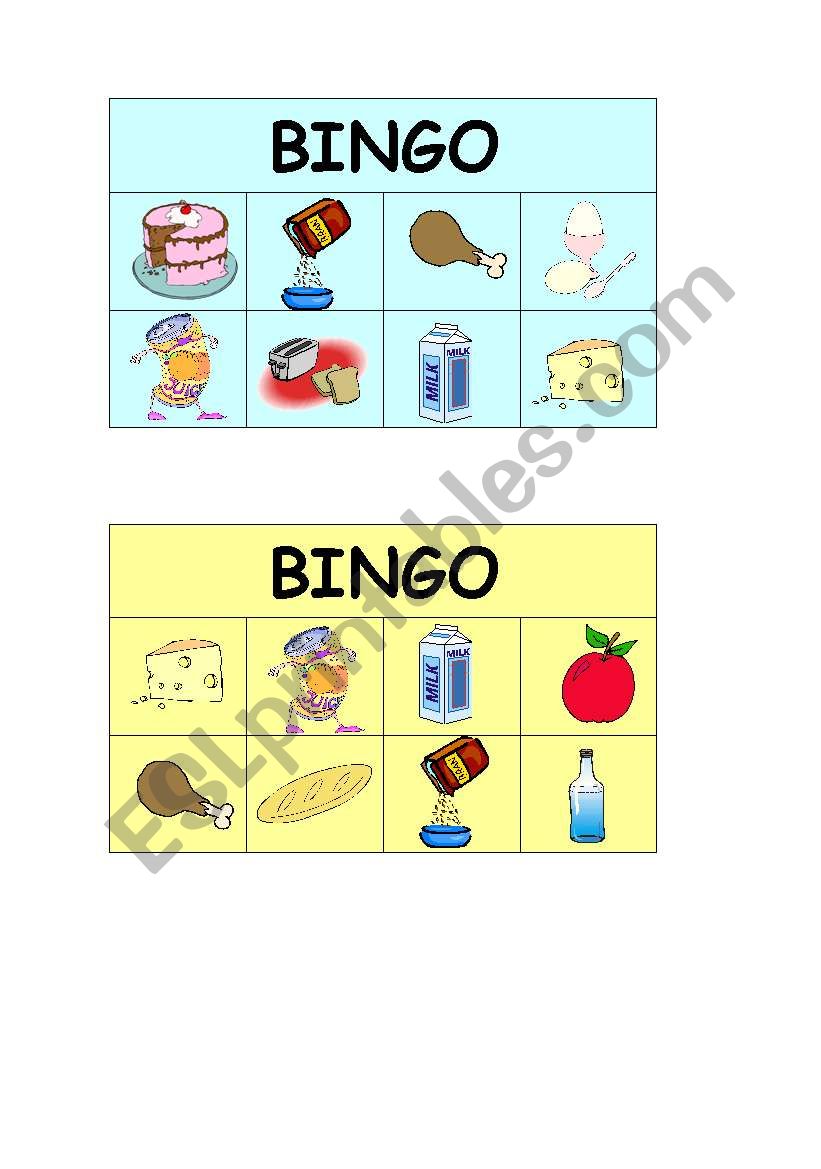 food bingo - ESL worksheet by Meritxell
