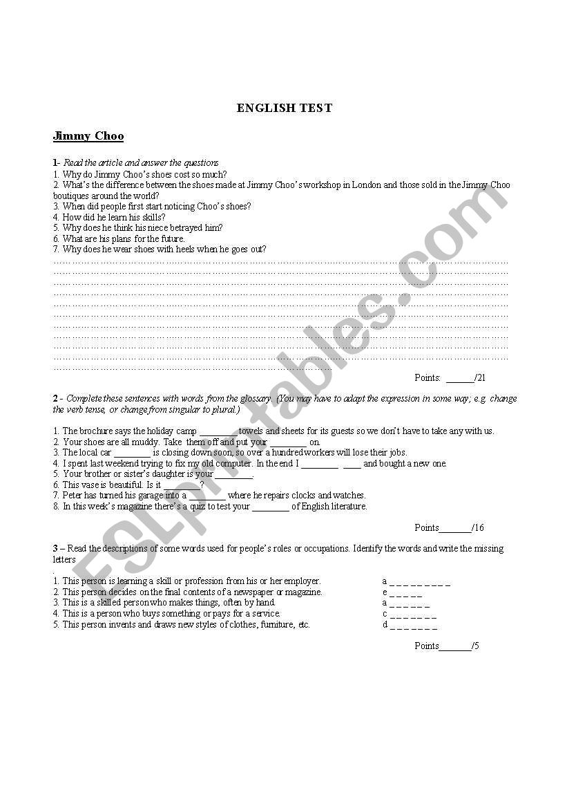 Jimmy  Choo  worksheet