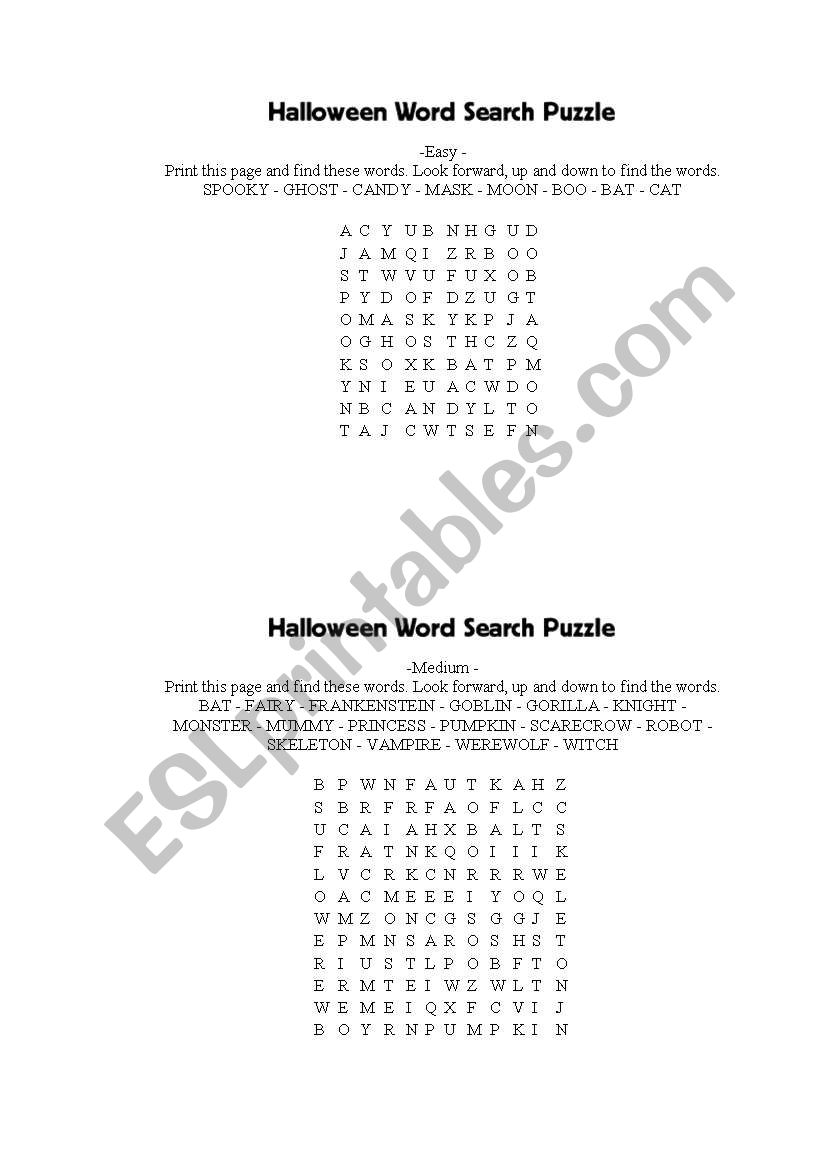 Halloween worksheet