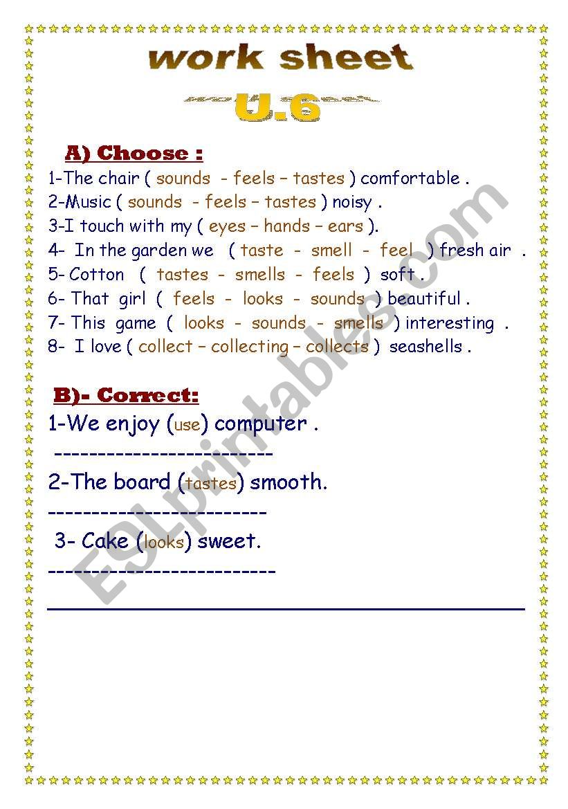 choose and correct  worksheet