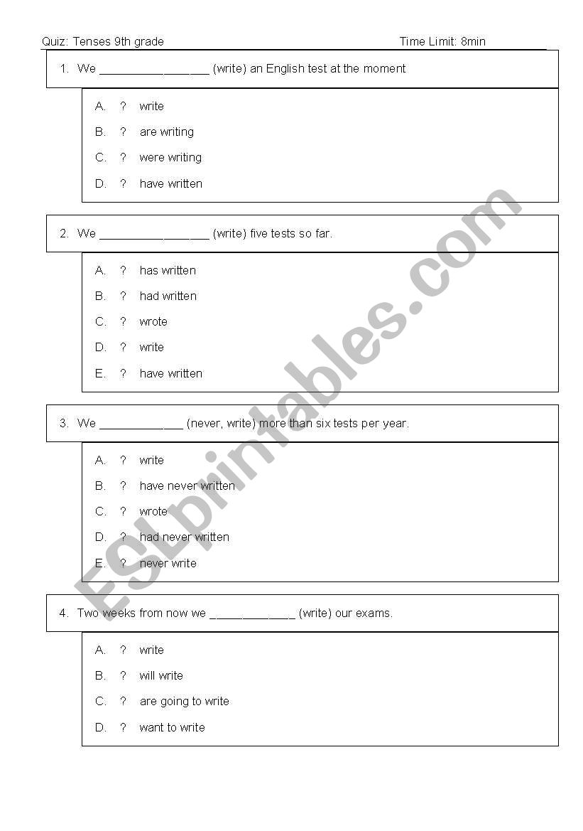 Tenses activities worksheet