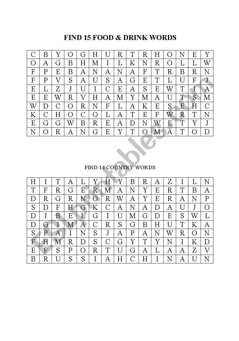 wordsearch worksheet