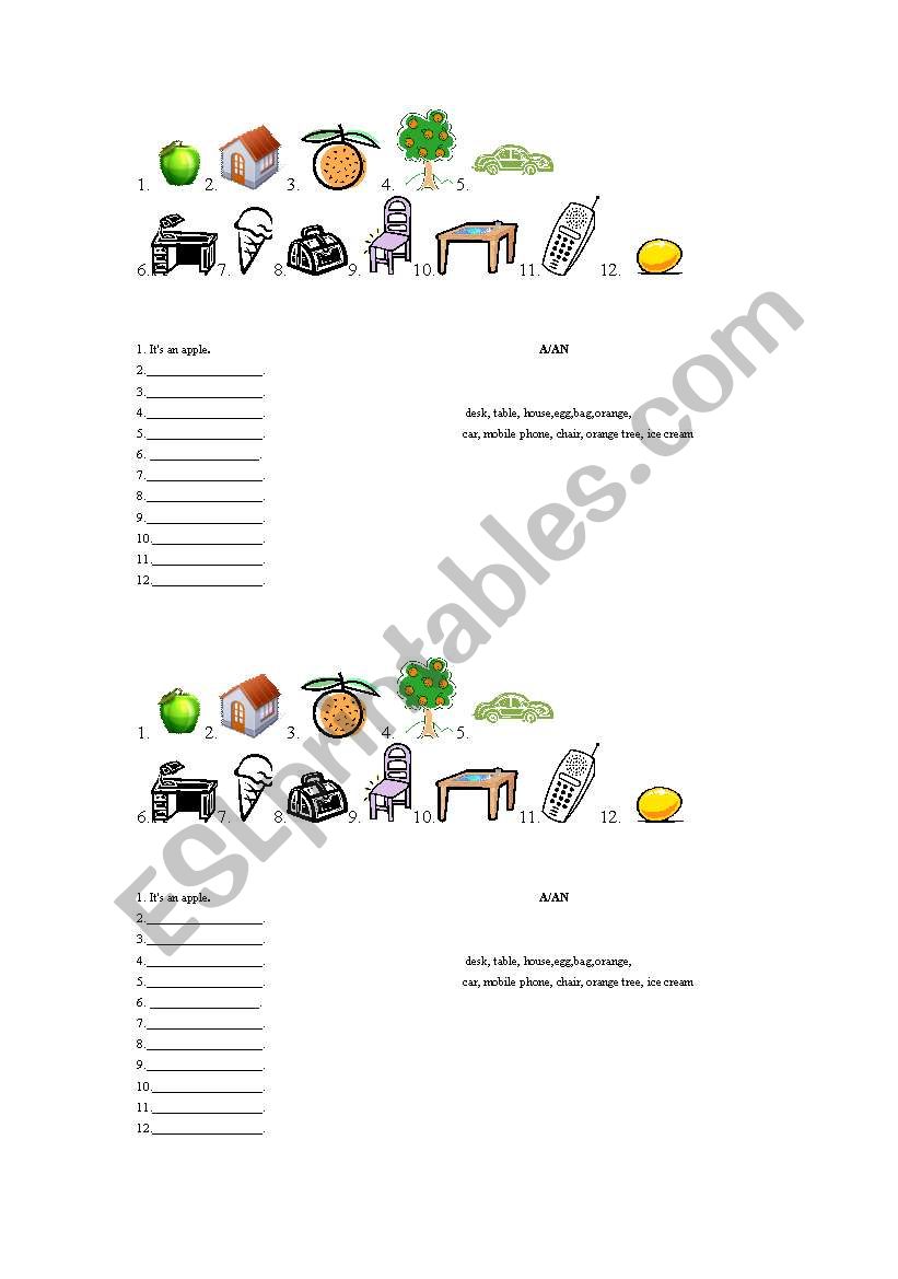 a/an worksheet