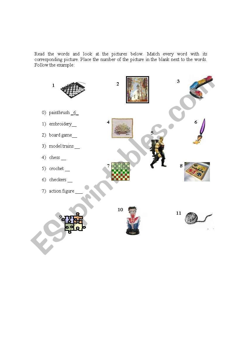 things for entertainment worksheet