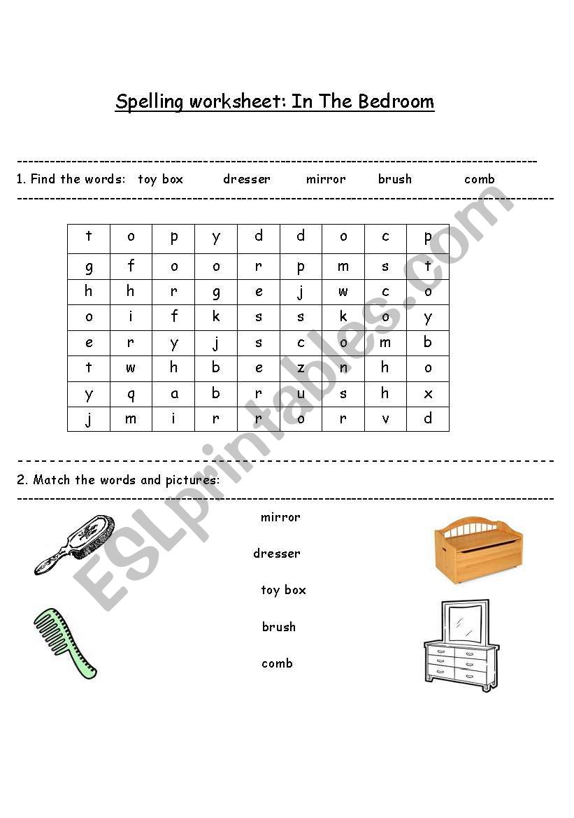 In The Bedroom worksheet