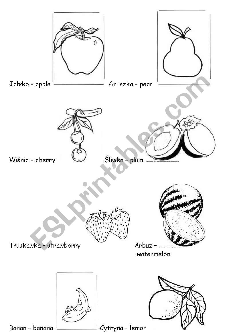 Fruits worksheet