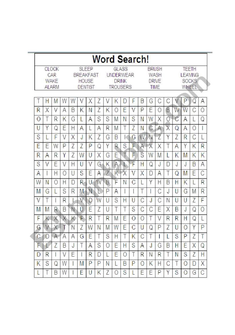 Word search (to go with Mr Bean visits the dentist video lesson)