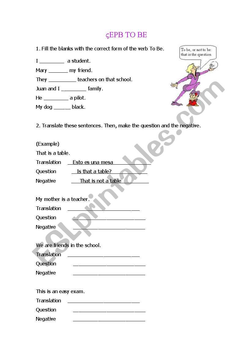 To be  worksheet