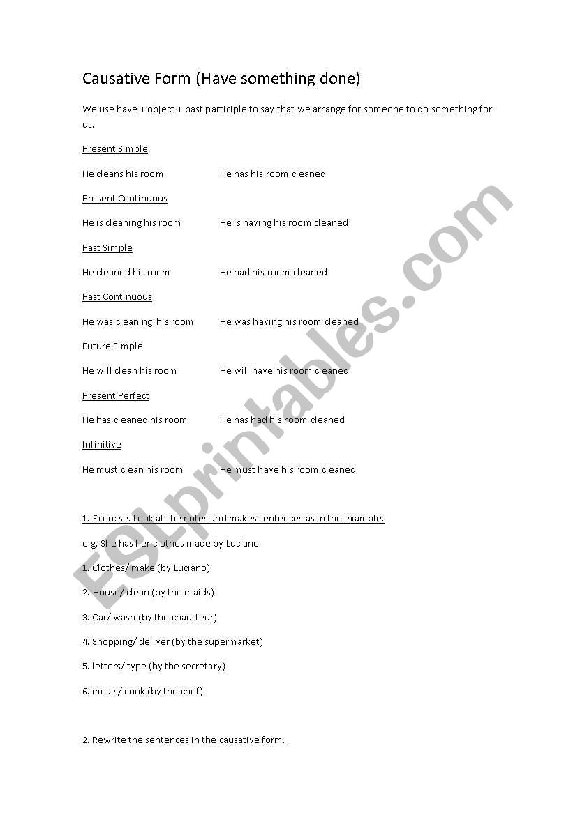 The Causative Form worksheet