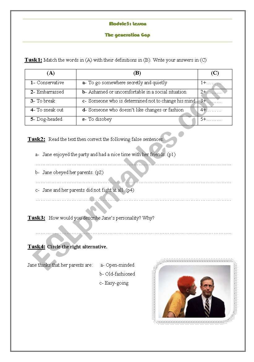 generation gap worksheet