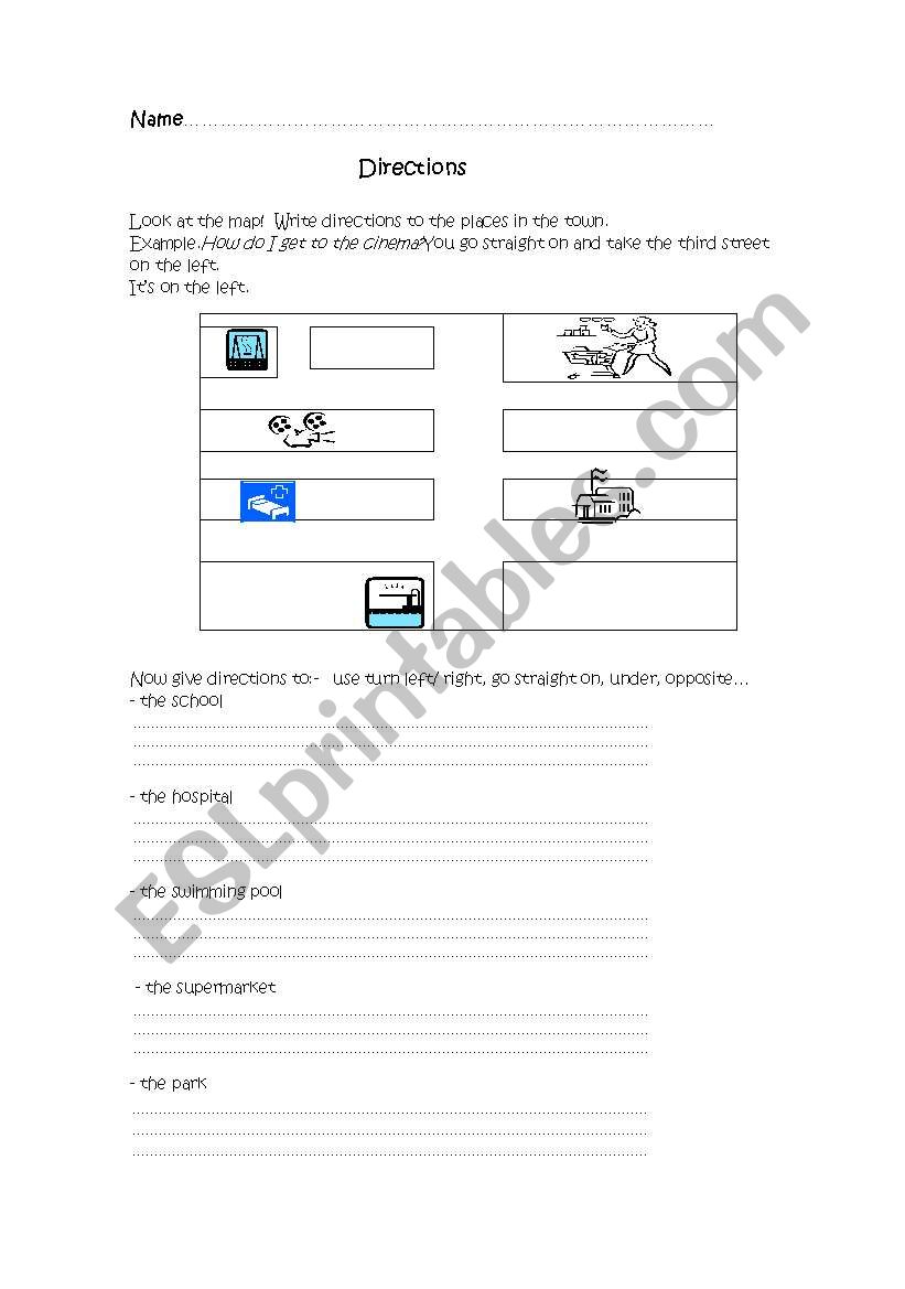 Directions worksheet