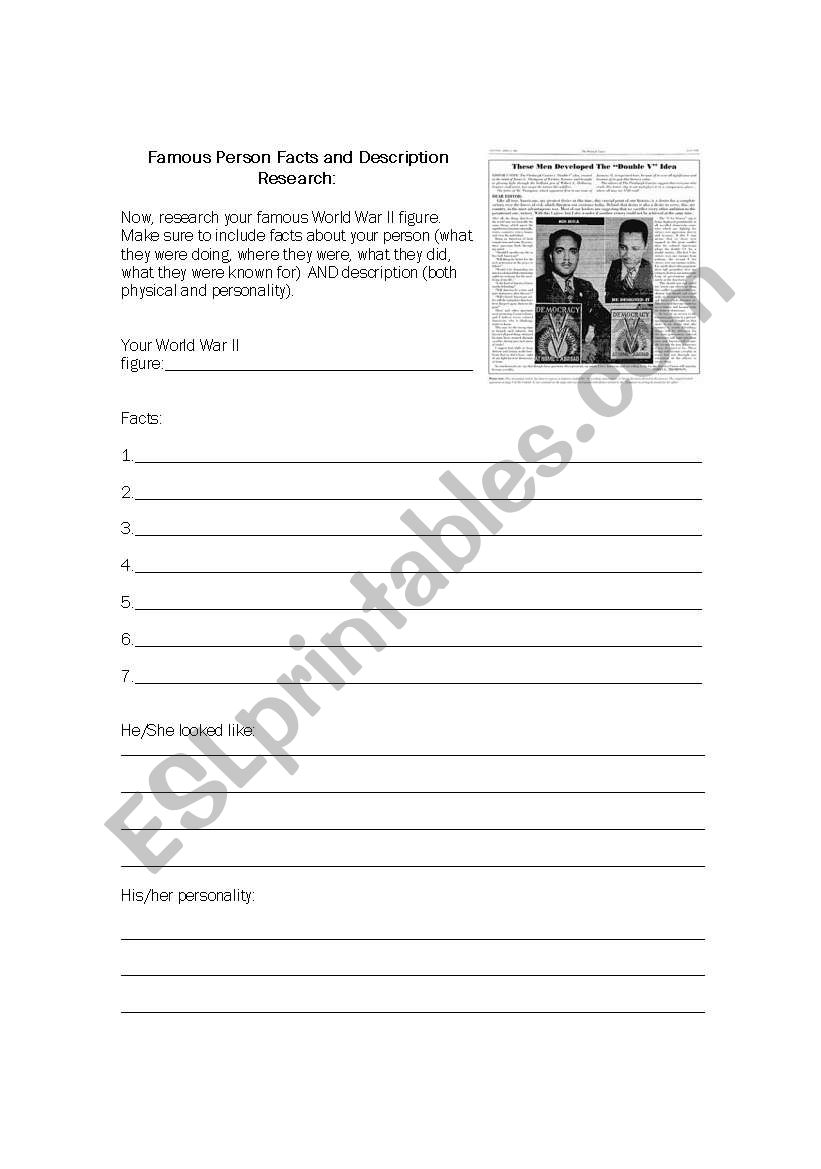 Describing People worksheet