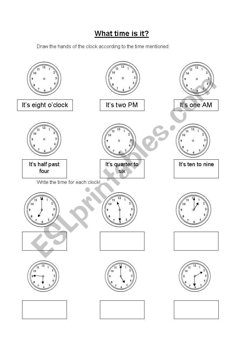 what time is it? worksheet