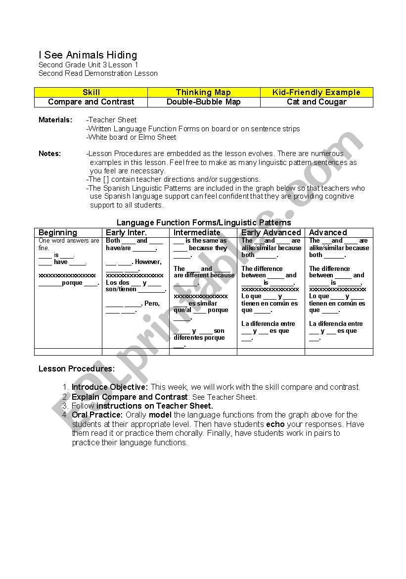 Language Arts worksheet