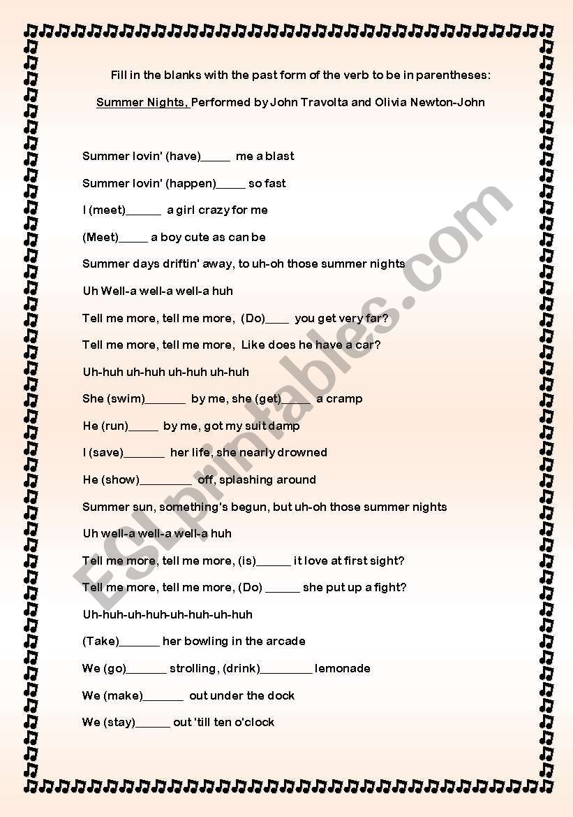 song to teach past tense