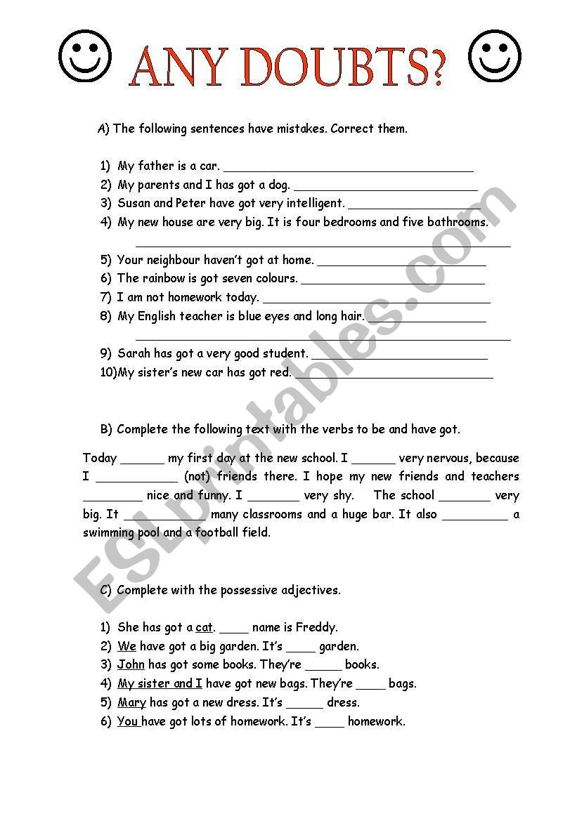 Any doubts? worksheet