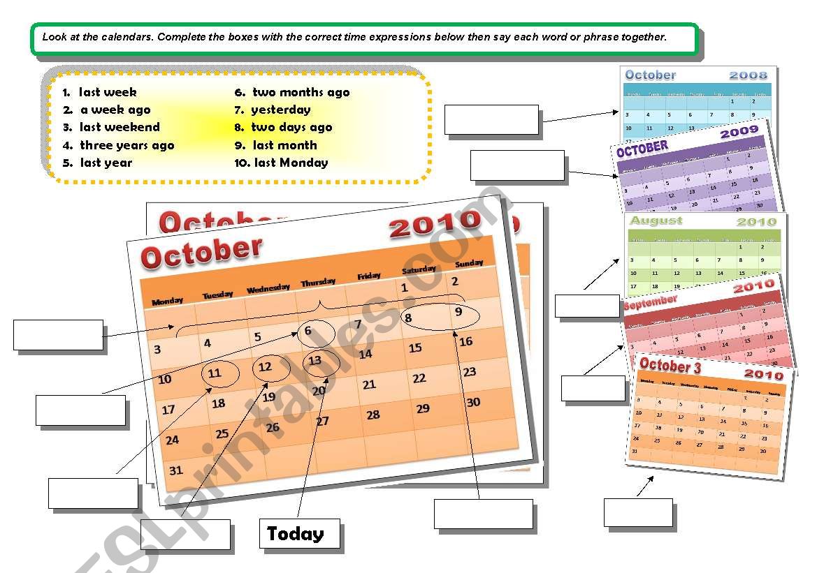 Past Time Expression ESL Worksheet By Vanara