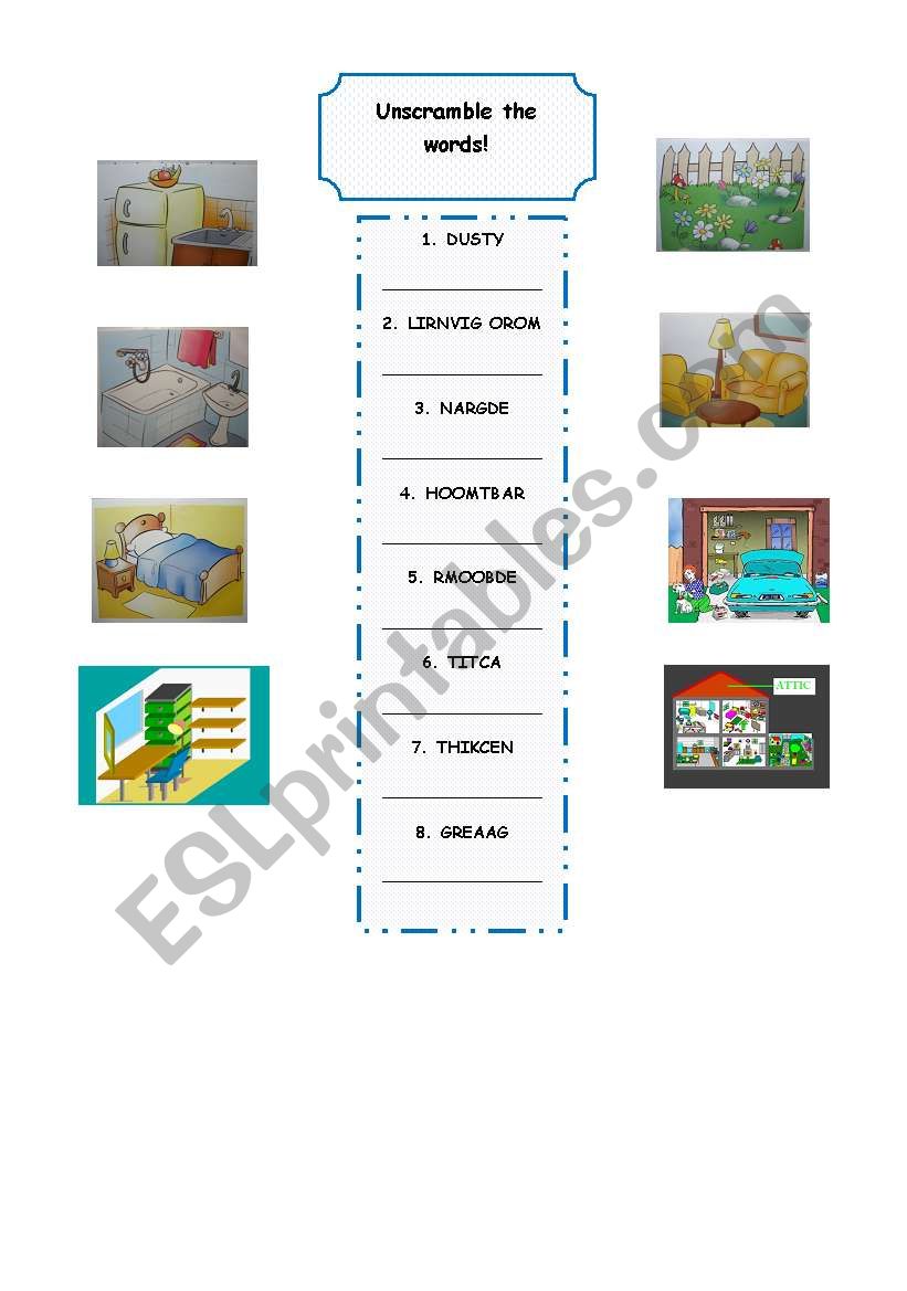 Unscramble the words worksheet