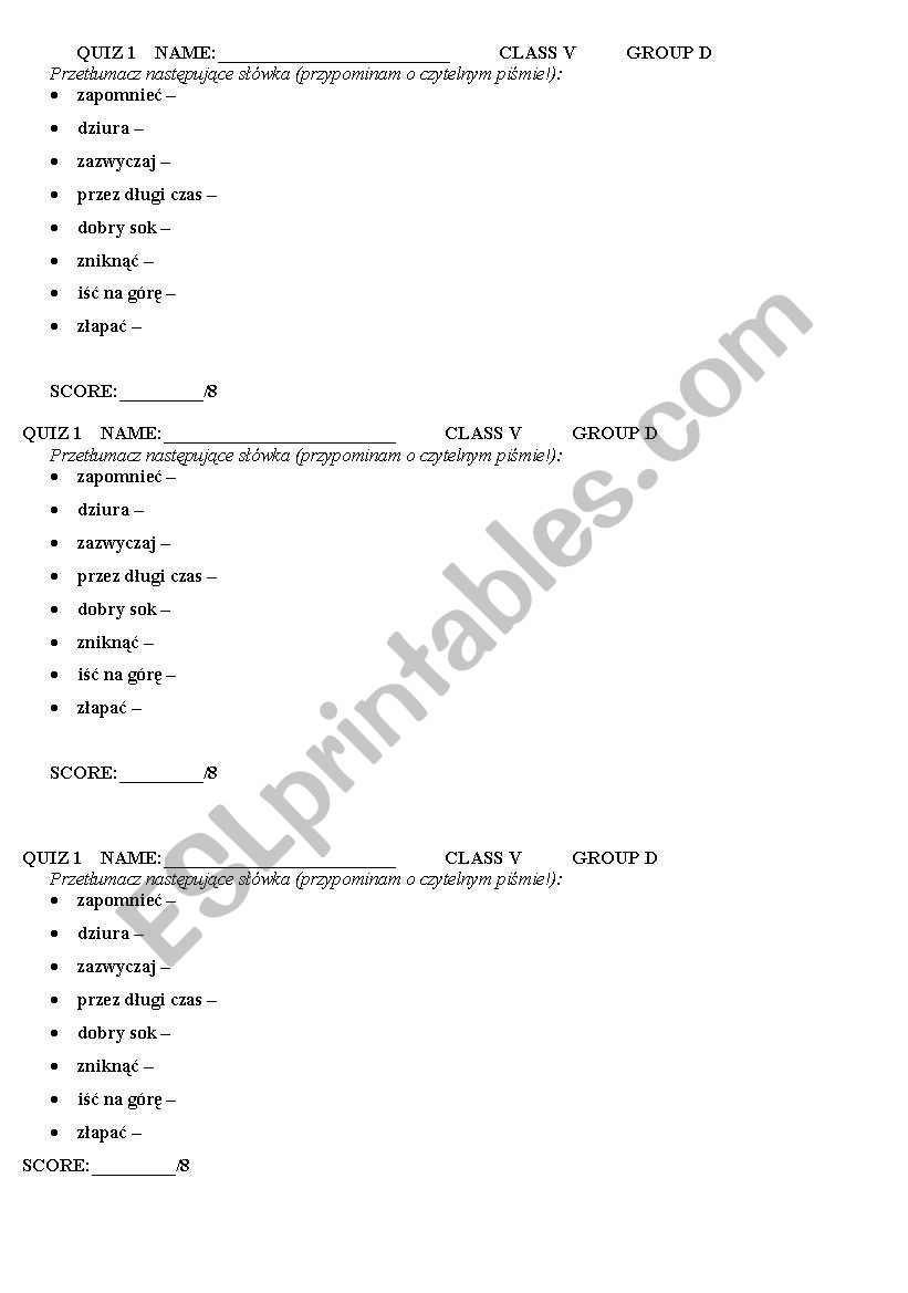 quiz, primary school worksheet