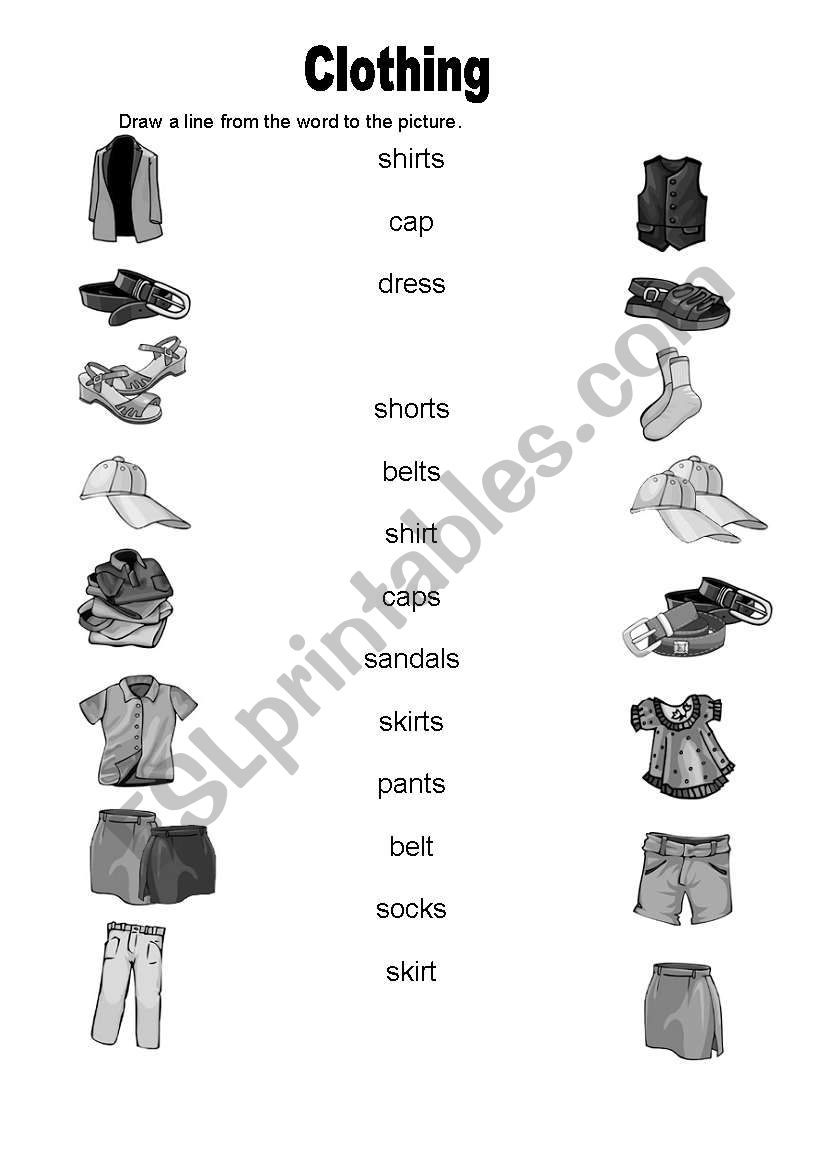 clothing worksheet