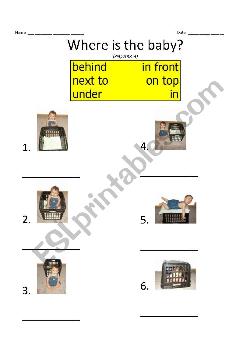 Prepositions: Where is the baby?